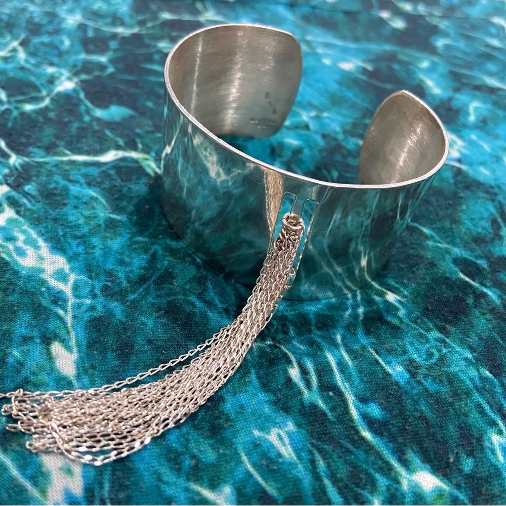 Sterling silver broad bangle